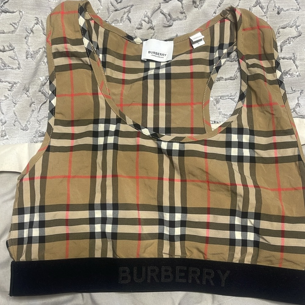 Burberry Vintage check bra top in soft stretch jersey tagged with our logo - Picture 4 of 6